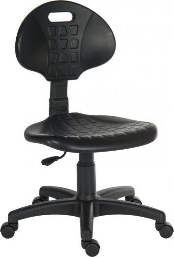 Black Polyurethane Operator Chair on Wheels - LABOUR PRO